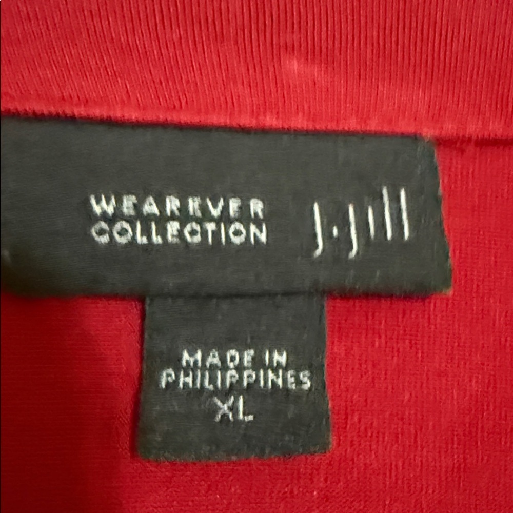 J. Jill Vibrant Red Top blouse cardigan women XL casual soft office one button - Picture 2 of 8